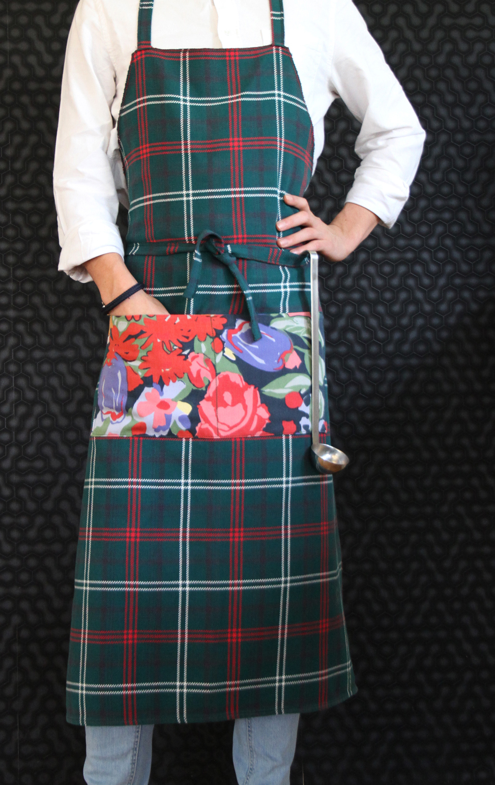 tablier carreau tartan achill fleurs 